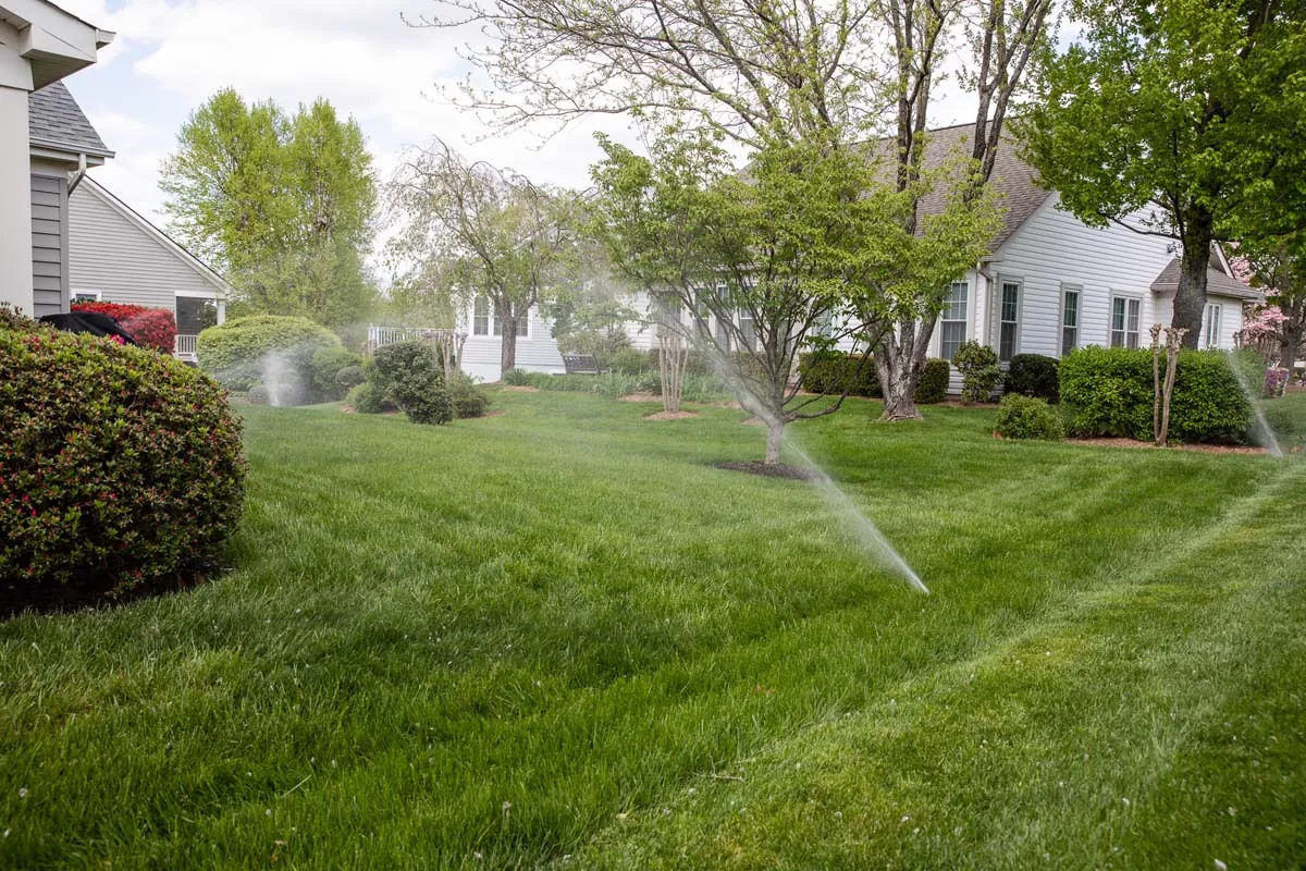 Well Trimmed Lawn with Sprinklers